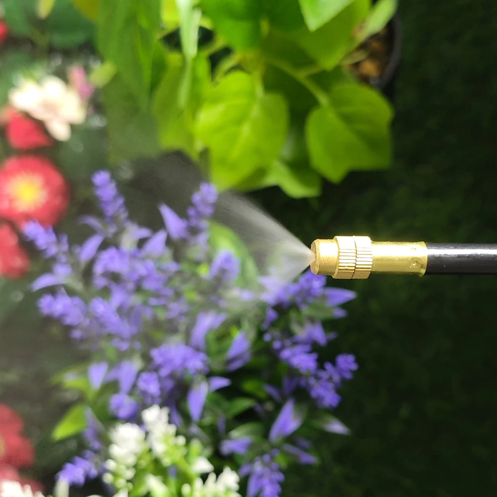 5Pcs Brass Misting Nozzles Tee with 20cm Built in Hose for Outdoor Cooling System Adjustable 360° Rotation Nozzles Sprayer