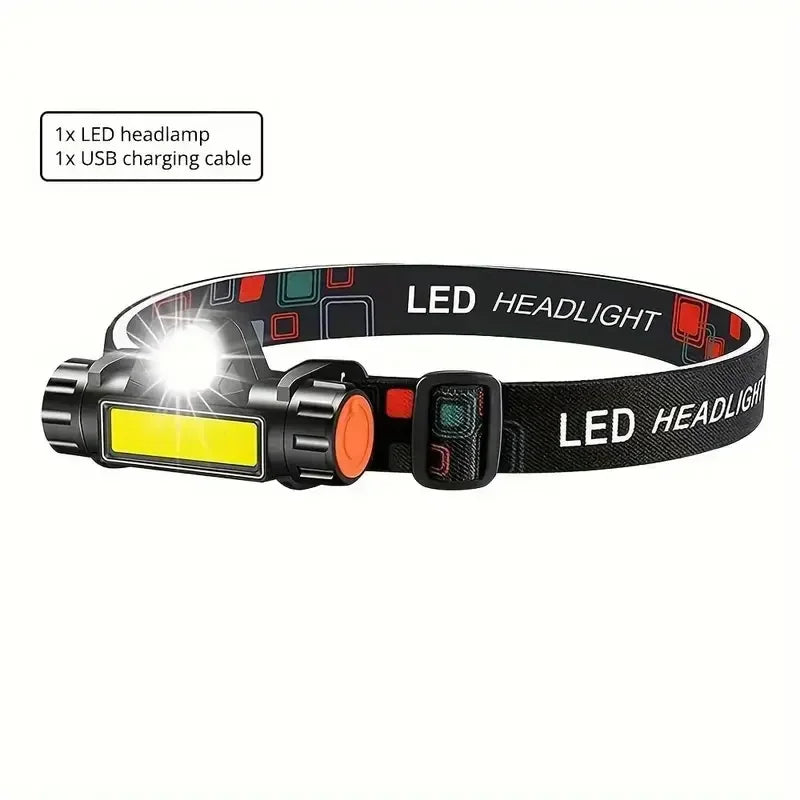 LED Headlamp USB Rechargeable Flashlight Headlight Outdoor Camping High Power LED Waterproof Adjustable Headlamp Fishing Hiking