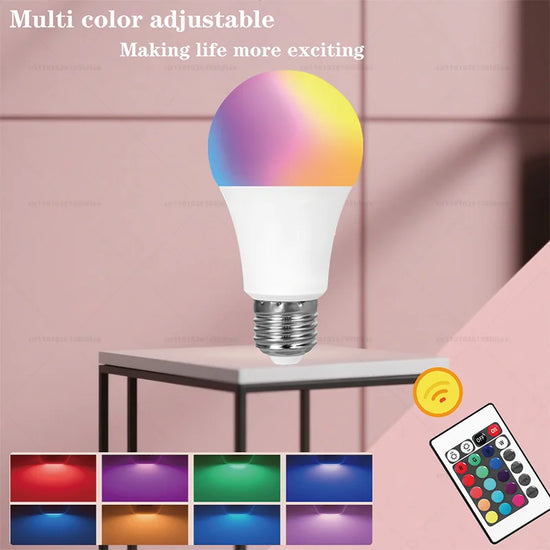 E27 RGB LED Light Bulb 220V with IR Remote 24 Control Color Changing Multicolor Lamp Spotlight for Bedroom Party Home Decor
