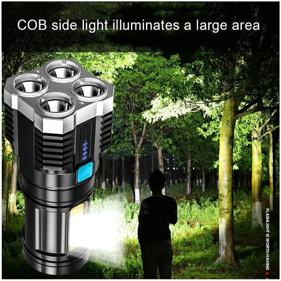 4 LED Mini Flashlight Rechargeable Powerful Portable Torch High Lumens Outdoor Camping Night Flashlights Built in Battery
