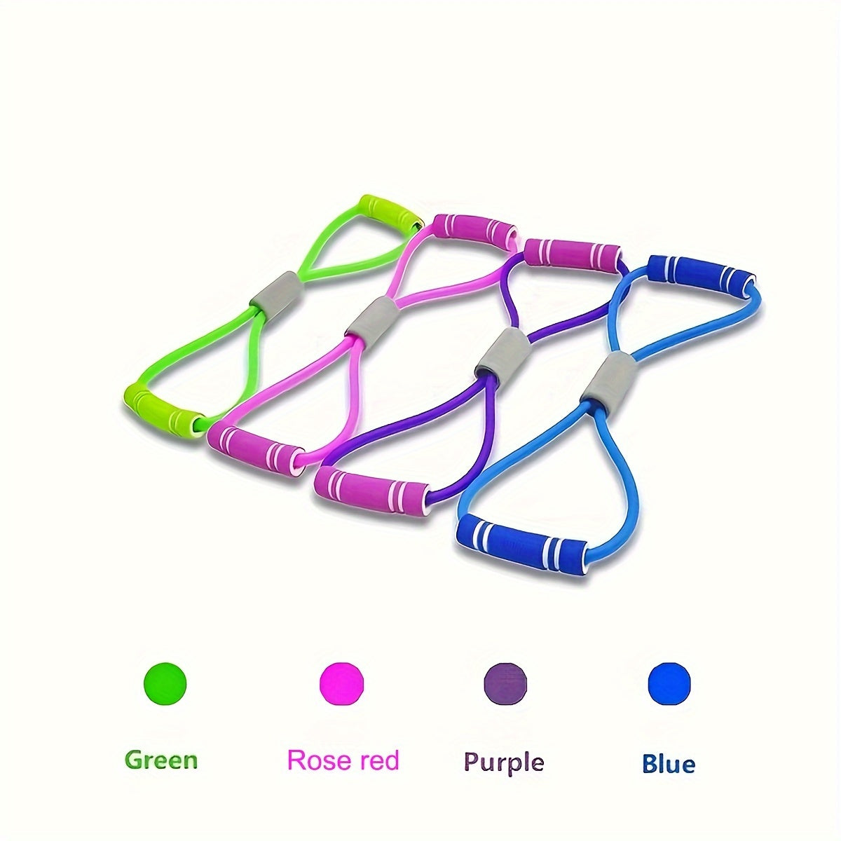 8-Shaped TPE Tension Belt with Handles - Elastic Yoga Resistance Band for Chest Expansion, Arm & Leg Stretching, Workout, Yoga, Pilates - Stackable, Medium Tension, Perfect for Beginners