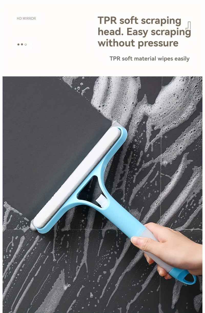 [Glass Cleaning Tool] 3-In-1 Multi-Functional Glass Cleaning Tool with Sprinkler, Polypropylene (PP) Plastic, for Bathroom, Kitchen, Living Room, Bedroom, Toilet - Efficient Mirror And Window Scraper