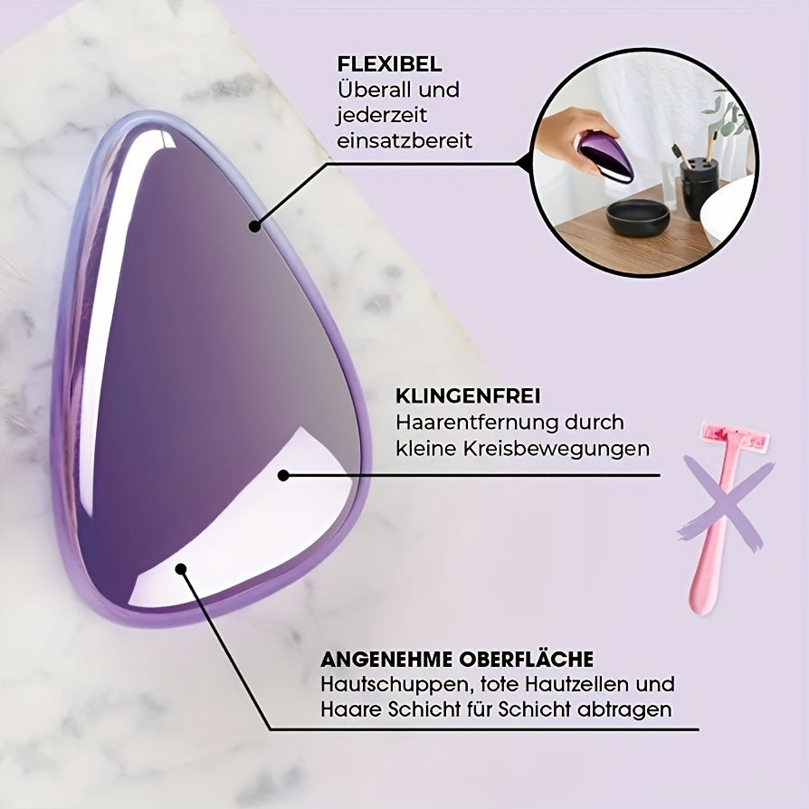 [Reusable Painless Hair Eraser] Waterproof Nano Hair Eraser for Men & Women - Scent-Free, Reusable & Washable, Painless Exfoliator for Smooth Skin on Back, Arms, Legs & Bikini Area, Portable Epilator with Purple Handle