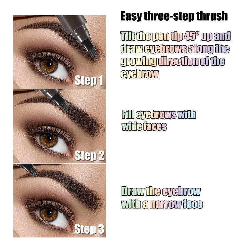 1pc Waterproof Eyebrow Pen - Microblading Eyebrow Pencil with a Micro-Fork Tip Applicator - Creates Natural Looking Brows Makeup Effortlessly