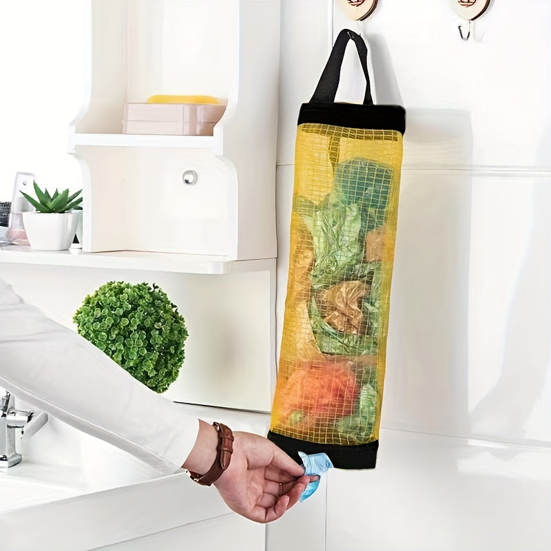 Plastic Bag Organizer 1/10pcs, Hanging Mesh Storage Dispenser, Foldable, Breathable, Washable Hanging Trash Bag Holder, Multiple Colors Available, Suitable for Kitchen Plastic Bag Storage