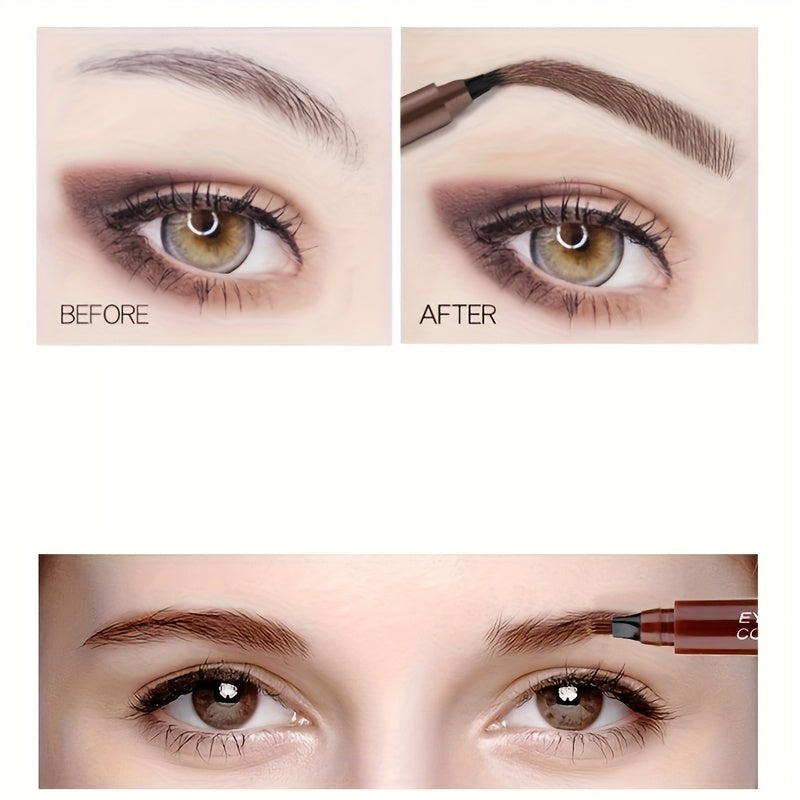 1pc Waterproof Eyebrow Pen - Microblading Eyebrow Pencil with a Micro-Fork Tip Applicator - Creates Natural Looking Brows Makeup Effortlessly