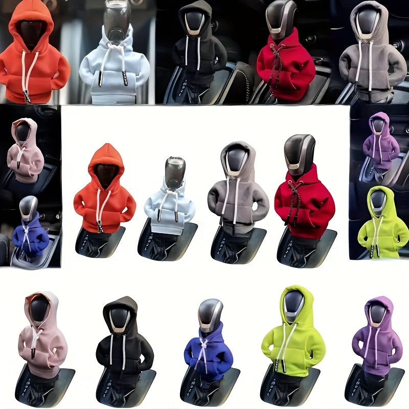 Mini Car Gear Shift Cover Hoodie - Stylish Anthropomorphic Shift Knob Design, Soft Fabric Multi-Color Options (Red/Blue/Pink/Grey/Black) Fit for Most Vehicles, Interior Accessories & Car Decor, Vehicle Style Upgrade | Snug Fi