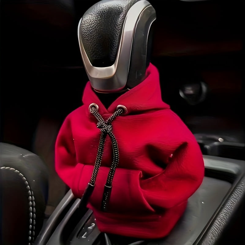 Mini Car Gear Shift Cover Hoodie - Stylish Anthropomorphic Shift Knob Design, Soft Fabric Multi-Color Options (Red/Blue/Pink/Grey/Black) Fit for Most Vehicles, Interior Accessories & Car Decor, Vehicle Style Upgrade | Snug Fi