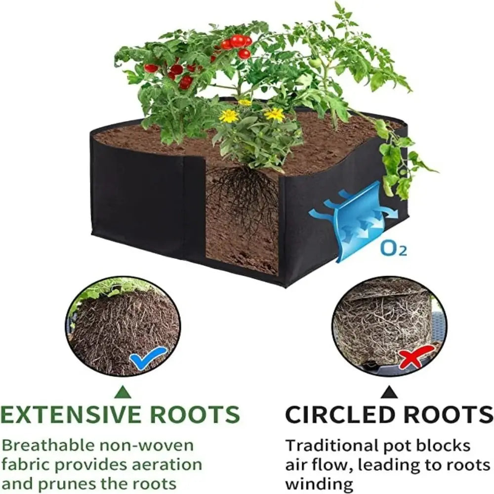 Square Felt Growing Bucket Plant Growth Bag Multi-Functional Vegetable Plant Non-Woven Felt Growing Bag