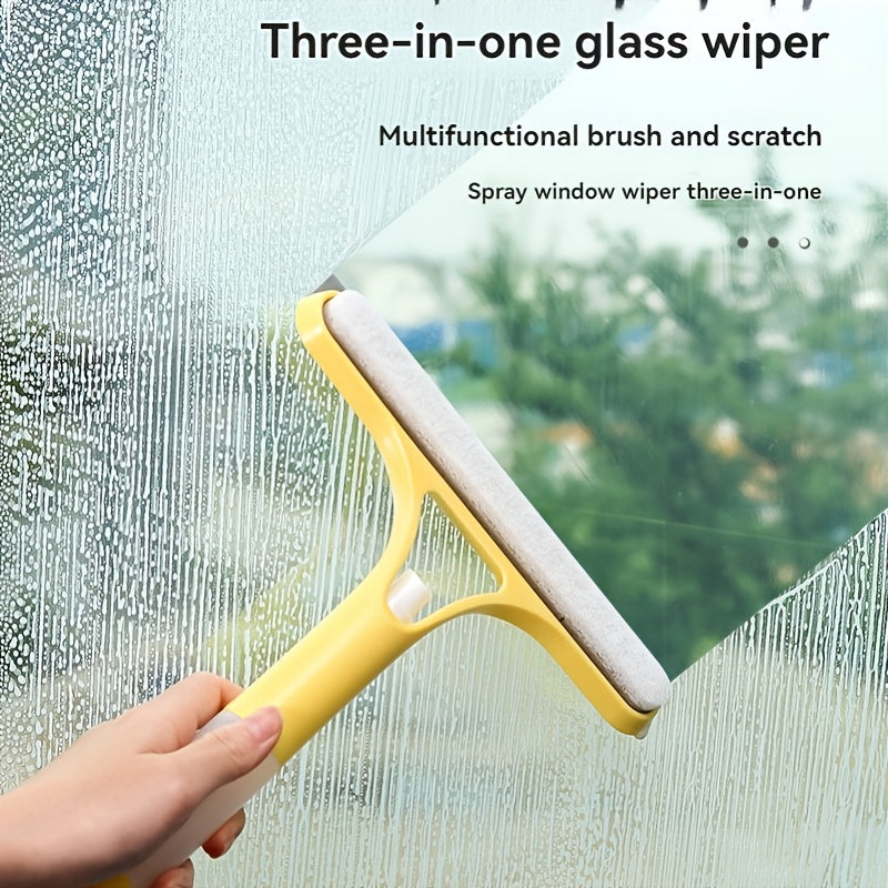 [Glass Cleaning Tool] 3-In-1 Multi-Functional Glass Cleaning Tool with Sprinkler, Polypropylene (PP) Plastic, for Bathroom, Kitchen, Living Room, Bedroom, Toilet - Efficient Mirror And Window Scraper