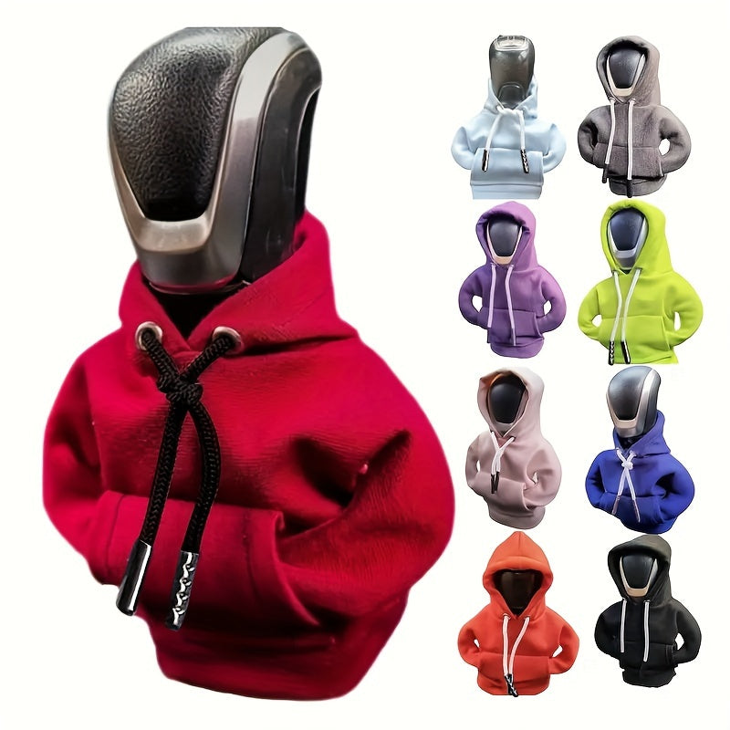 Mini Car Gear Shift Cover Hoodie - Stylish Anthropomorphic Shift Knob Design, Soft Fabric Multi-Color Options (Red/Blue/Pink/Grey/Black) Fit for Most Vehicles, Interior Accessories & Car Decor, Vehicle Style Upgrade | Snug Fi