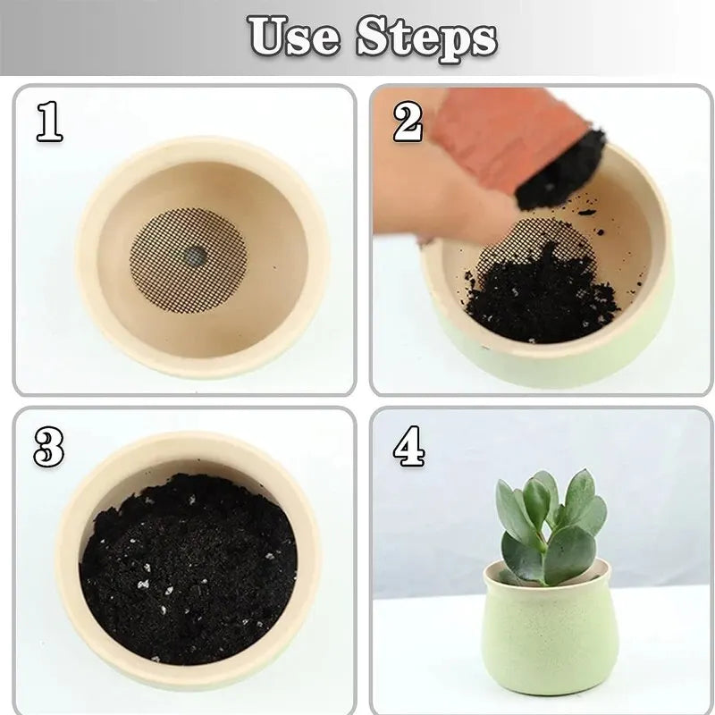 50PCS Prevent Soil Loss Breathable Gasket Leakproof Drainage Flower Pot Hole Mesh Pad Bottom Mat Breathable Drainage Gasket Net