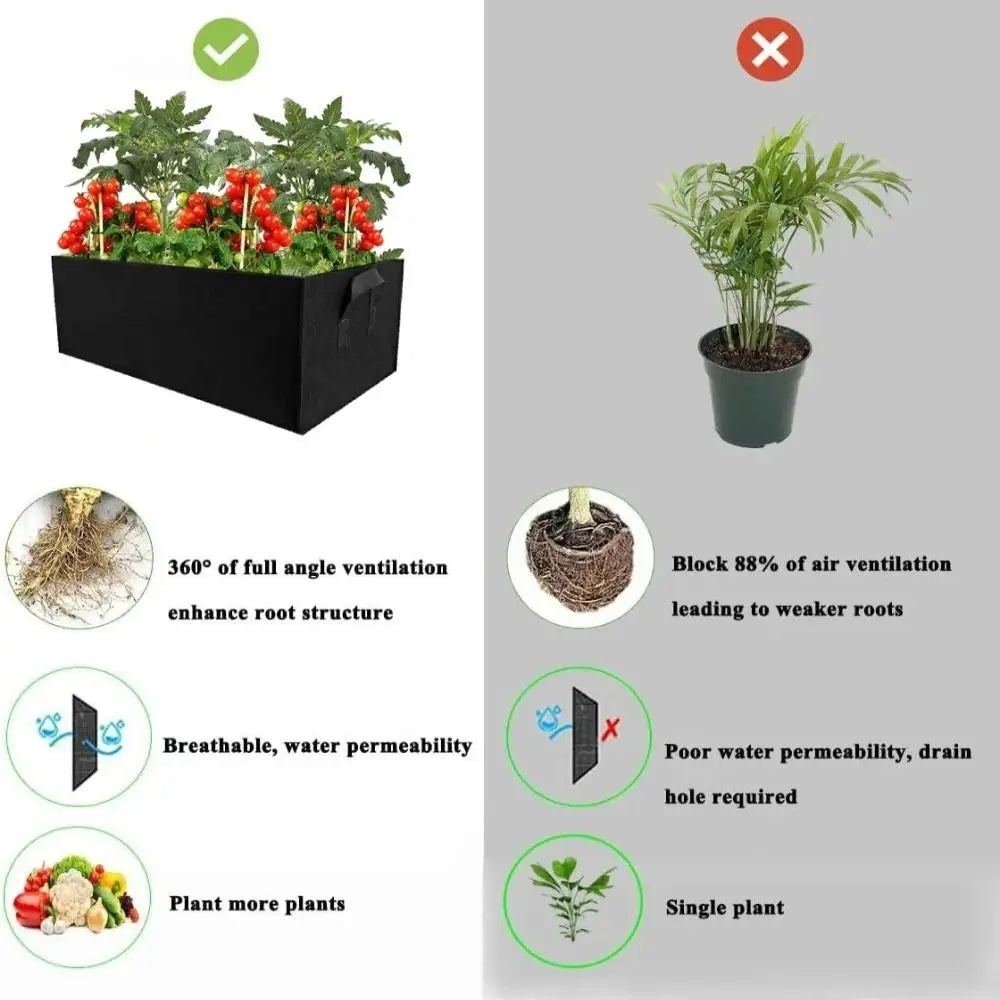 Square Felt Growing Bucket Plant Growth Bag Multi-Functional Vegetable Plant Non-Woven Felt Growing Bag