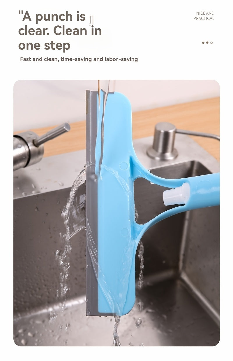 [Glass Cleaning Tool] 3-In-1 Multi-Functional Glass Cleaning Tool with Sprinkler, Polypropylene (PP) Plastic, for Bathroom, Kitchen, Living Room, Bedroom, Toilet - Efficient Mirror And Window Scraper