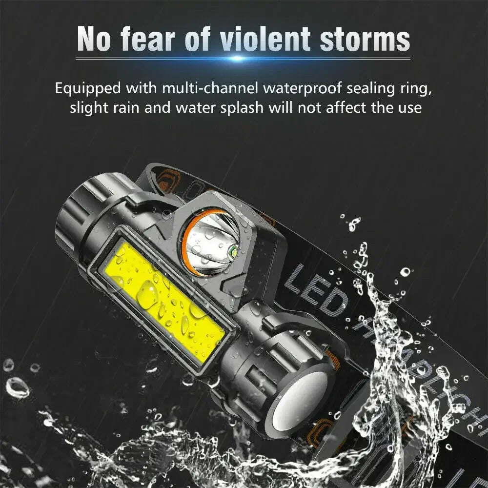 LED Headlamp USB Rechargeable Flashlight Headlight Outdoor Camping High Power LED Waterproof Adjustable Headlamp Fishing Hiking