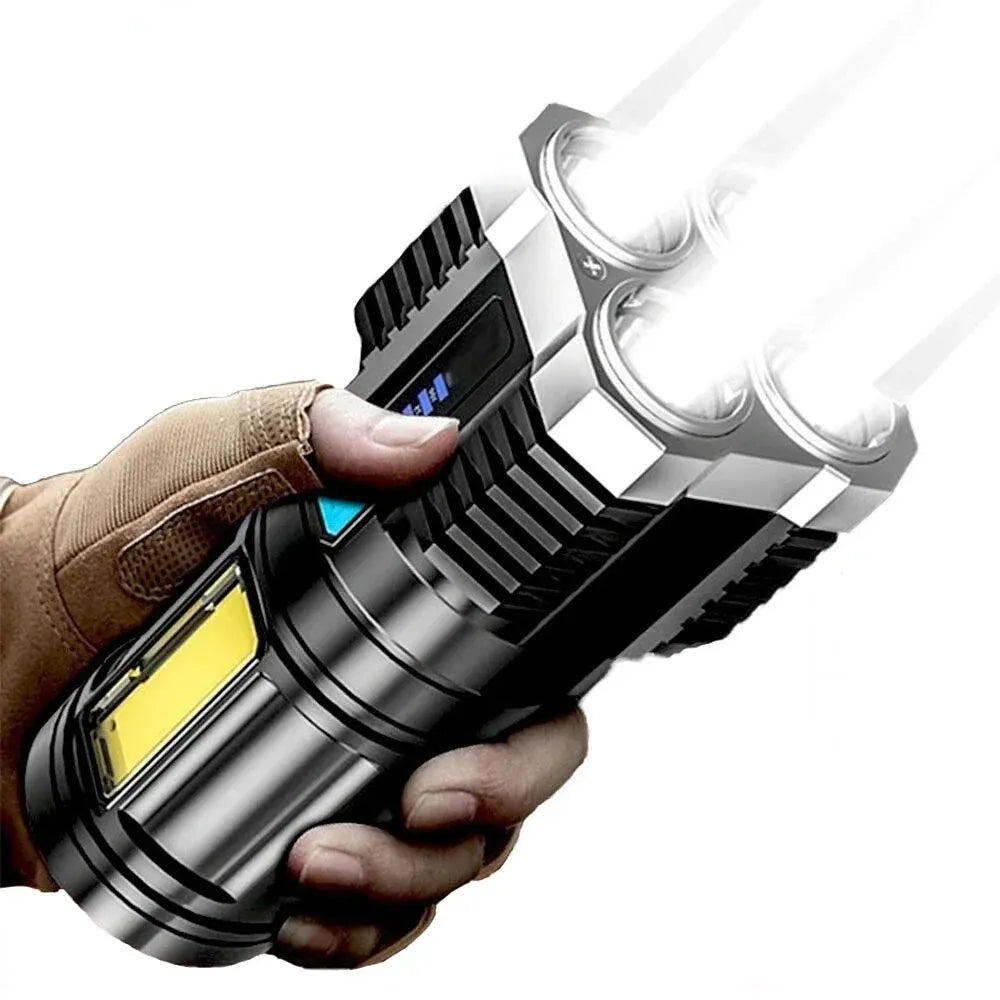 4 LED Mini Flashlight Rechargeable Powerful Portable Torch High Lumens Outdoor Camping Night Flashlights Built in Battery