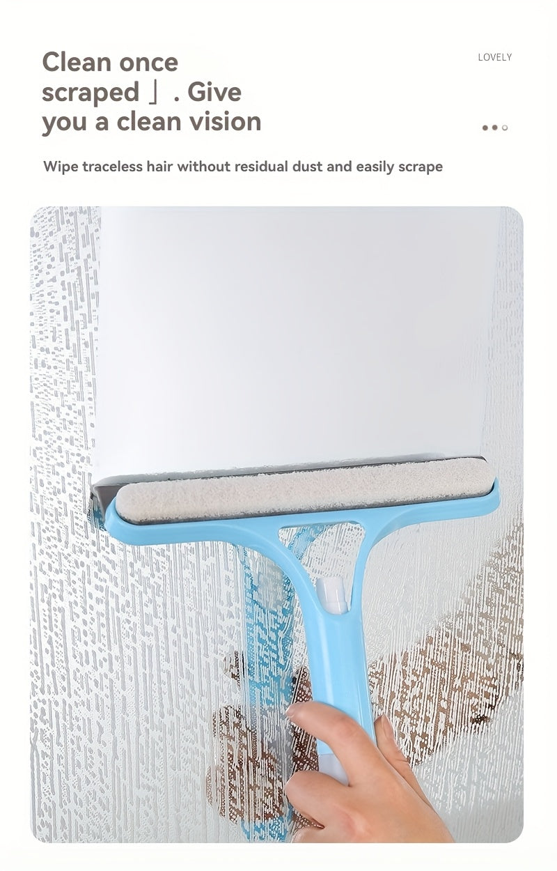 [Glass Cleaning Tool] 3-In-1 Multi-Functional Glass Cleaning Tool with Sprinkler, Polypropylene (PP) Plastic, for Bathroom, Kitchen, Living Room, Bedroom, Toilet - Efficient Mirror And Window Scraper