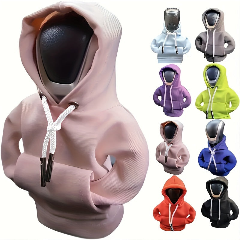 Mini Car Gear Shift Cover Hoodie - Stylish Anthropomorphic Shift Knob Design, Soft Fabric Multi-Color Options (Red/Blue/Pink/Grey/Black) Fit for Most Vehicles, Interior Accessories & Car Decor, Vehicle Style Upgrade | Snug Fi