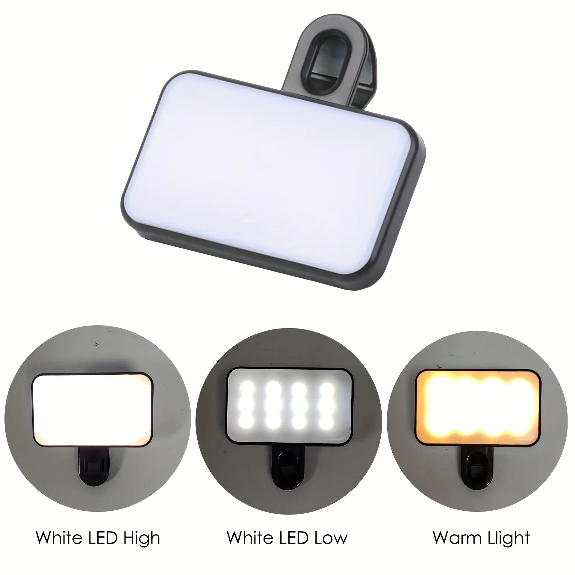 Mini Selfie Fill Light 3 Color Modes Adjustable Brightness Rechargeable Clip on Mobile Phones Computers Photography LED Lights
