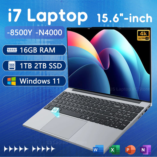 Windows 11 Intel Core i7 8500Y N4000 15.6 inch Portable Laptop Fingerprint Unlock Notebook 16GB 1TB 2TB Gaming Laptops Computer