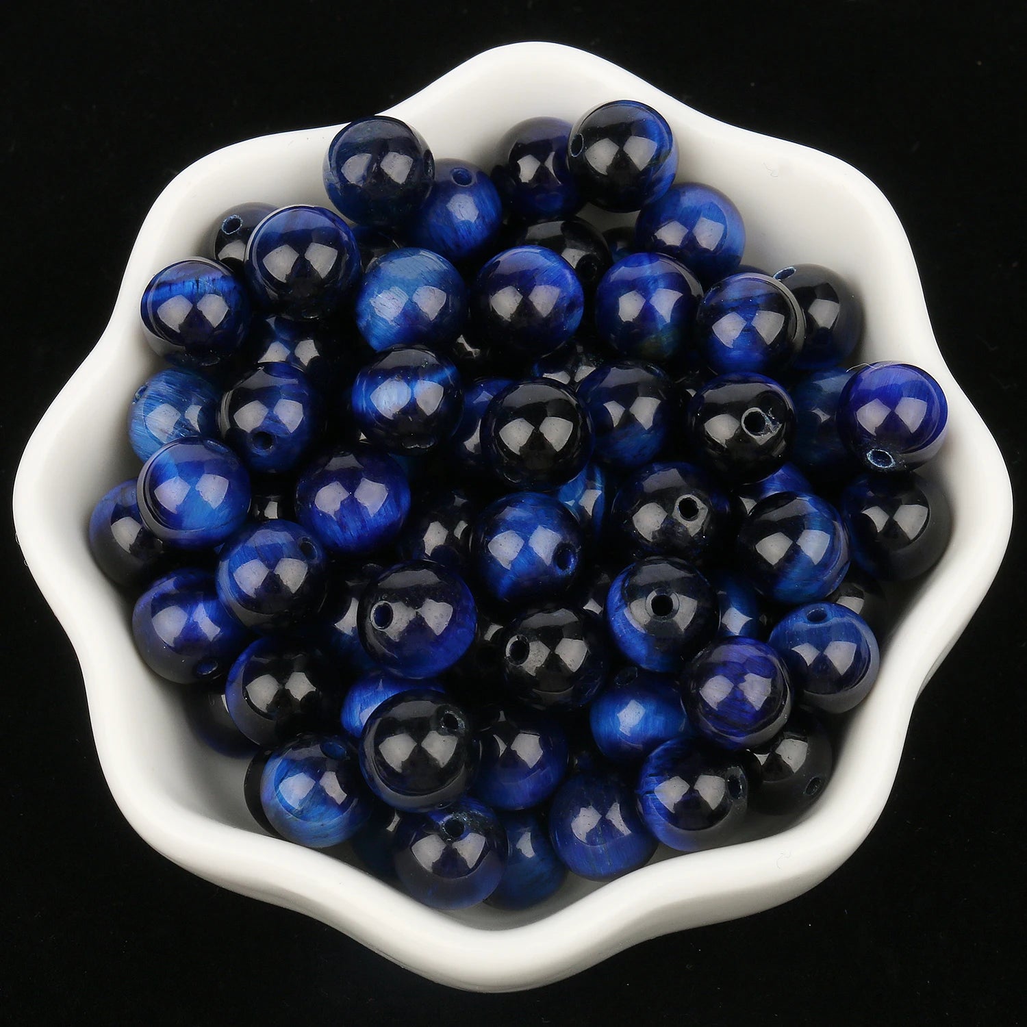 4mm-12mm Blue Tiger Eye Natural Stone Beads Loose Spacer Round Beads for DIY Jewelry Making Bracelet Handmade Accessories 15"