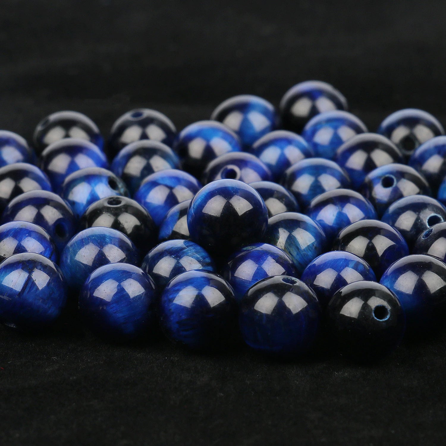 4mm-12mm Blue Tiger Eye Natural Stone Beads Loose Spacer Round Beads for DIY Jewelry Making Bracelet Handmade Accessories 15"