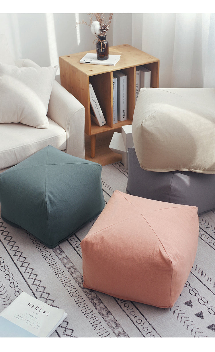 Cushion Floor Japanese Style Square Stool Tatami Floor Bay Window Bedroom Coffee Table Shoe Changing Stool Removable and Washable Household Cloth