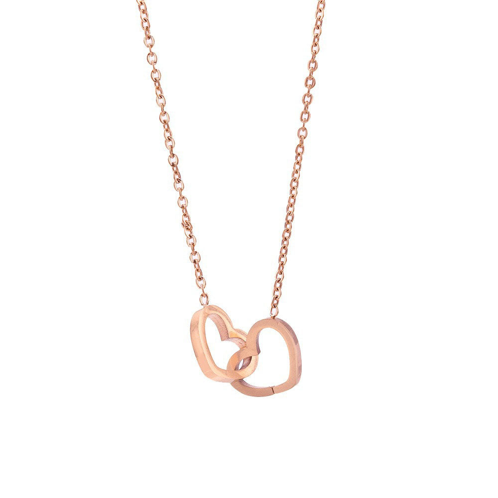 Personality Lettering Stainless Steel Double Ring Heart Necklace Rotating Rose Jewel Case and Packing Box Reversible Necklace Box