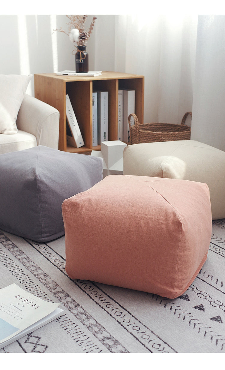 Cushion Floor Japanese Style Square Stool Tatami Floor Bay Window Bedroom Coffee Table Shoe Changing Stool Removable and Washable Household Cloth
