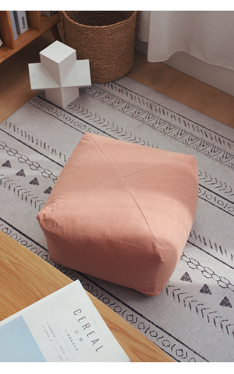Cushion Floor Japanese Style Square Stool Tatami Floor Bay Window Bedroom Coffee Table Shoe Changing Stool Removable and Washable Household Cloth