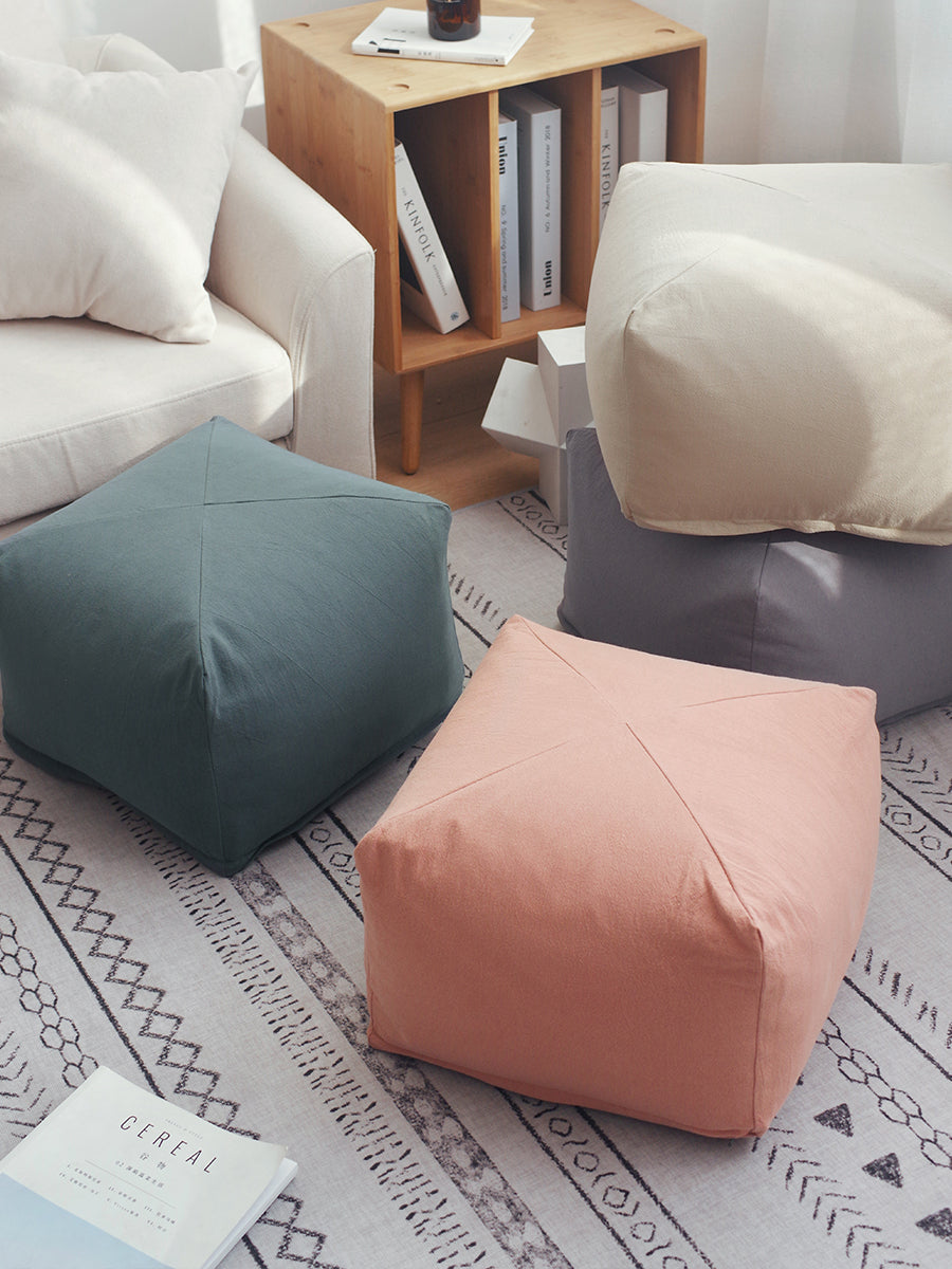Cushion Floor Japanese Style Square Stool Tatami Floor Bay Window Bedroom Coffee Table Shoe Changing Stool Removable and Washable Household Cloth