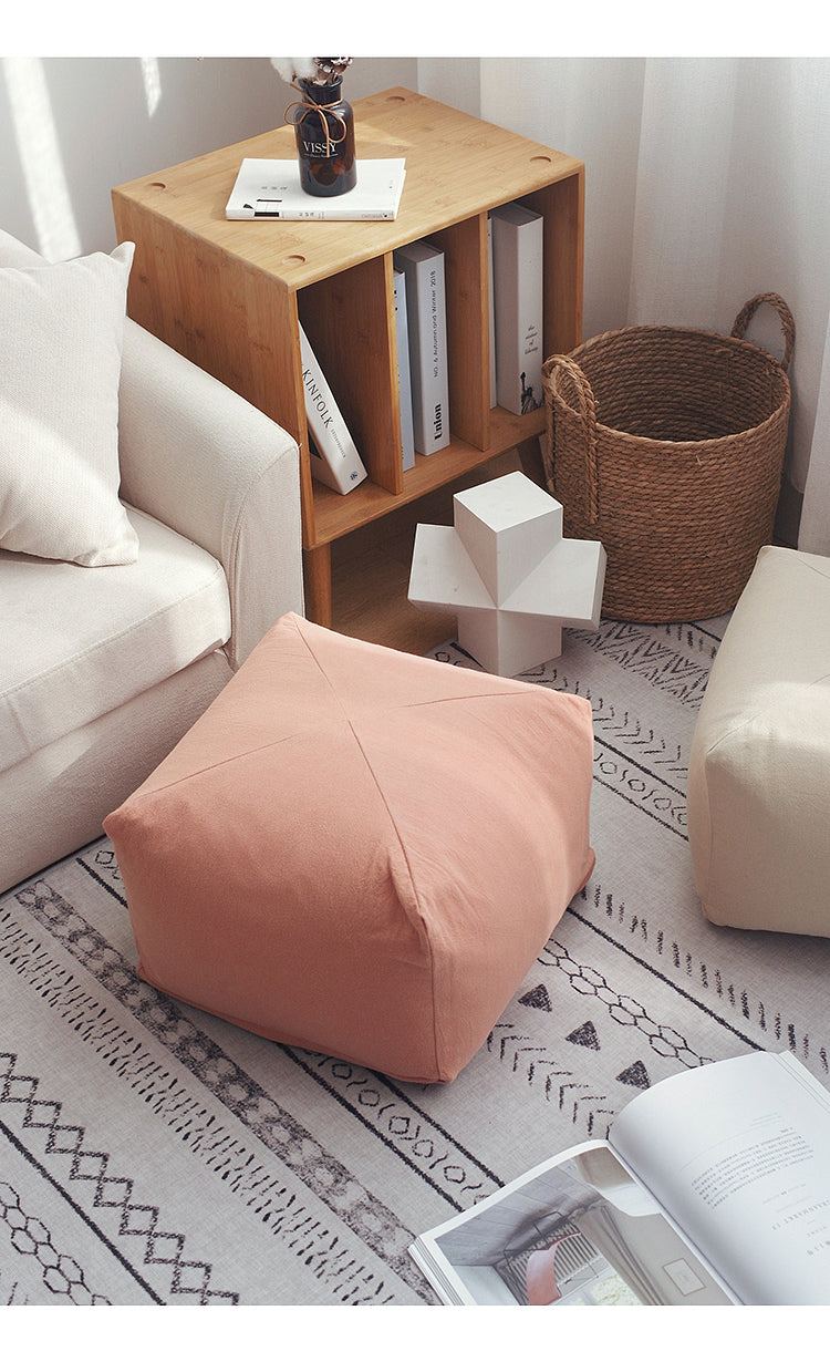 Cushion Floor Japanese Style Square Stool Tatami Floor Bay Window Bedroom Coffee Table Shoe Changing Stool Removable and Washable Household Cloth