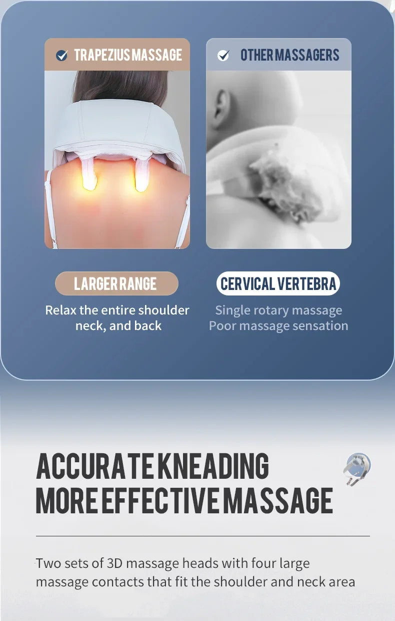 Wireless Neck And Back Massager Shoulder Kneading Massage Shawl Cervical Relaxing Trapezius Massager