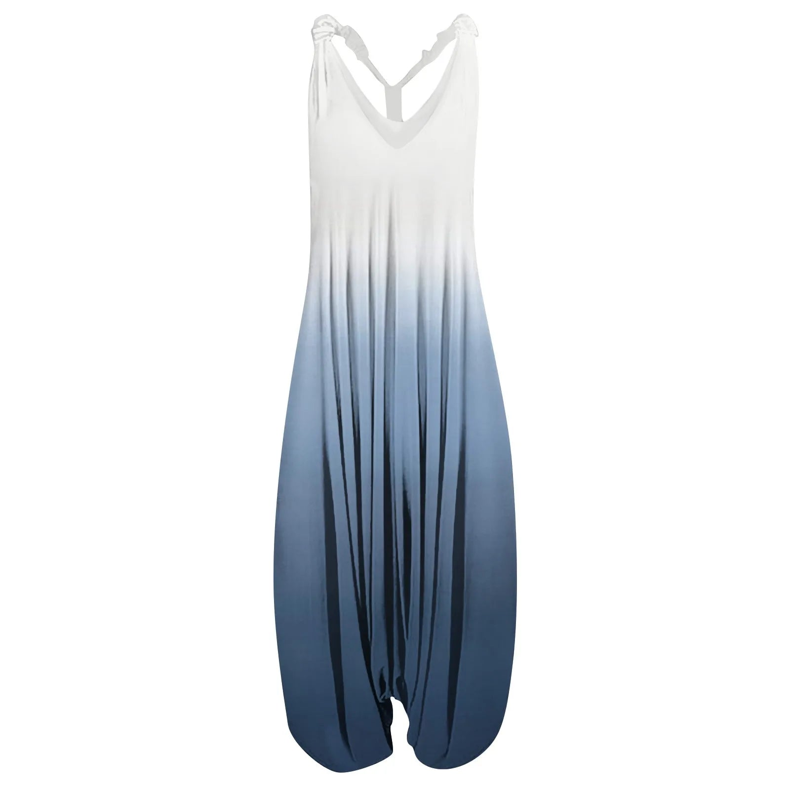 V Neck Women Jumpsuit Ethnic Style Gradient Print Patchwork Streetwear All Match Sling Harem Loose Jumpsuit For Party 2024