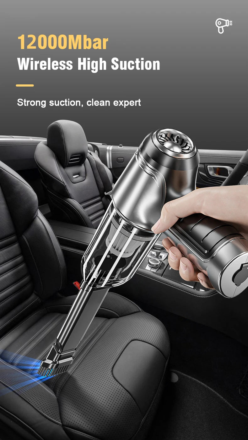 Brushless Car Vacuum Cleaner Cordless Handheld Auto Vacuum Home & Car Dual Use Mini Vacuum Cleaner with Builtin Battrery