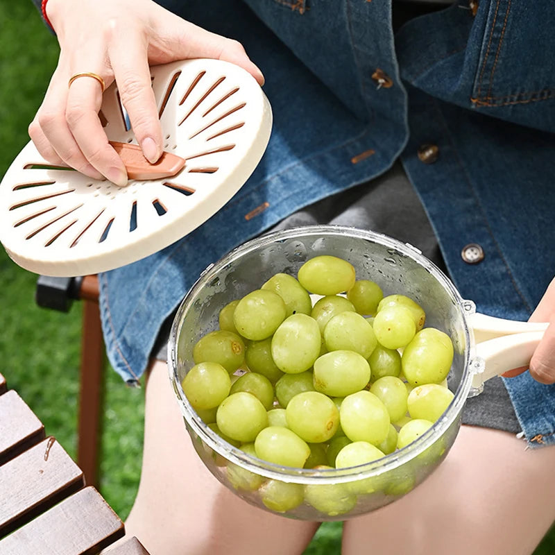 Fruit Strainer 2 In 1 Drainer And Strainer Multi-function Drain Basket Fruit Vegetable Washing Basket With Lid Drainer Tool Bowl