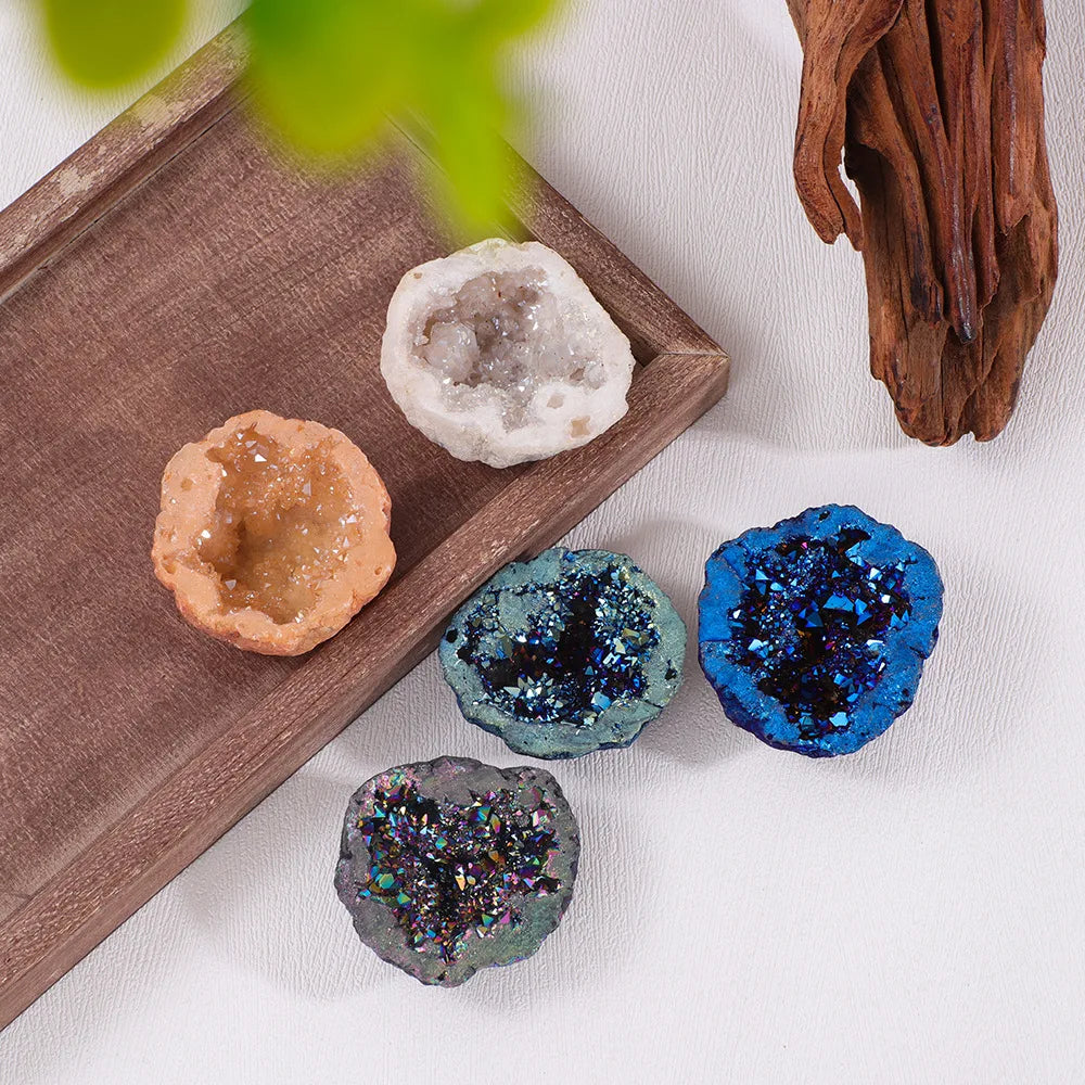 Nature Agate Geode Stone Irregular Colourful Electroplating Druzy Cluster Rocks Mineral Specimen Home Decor