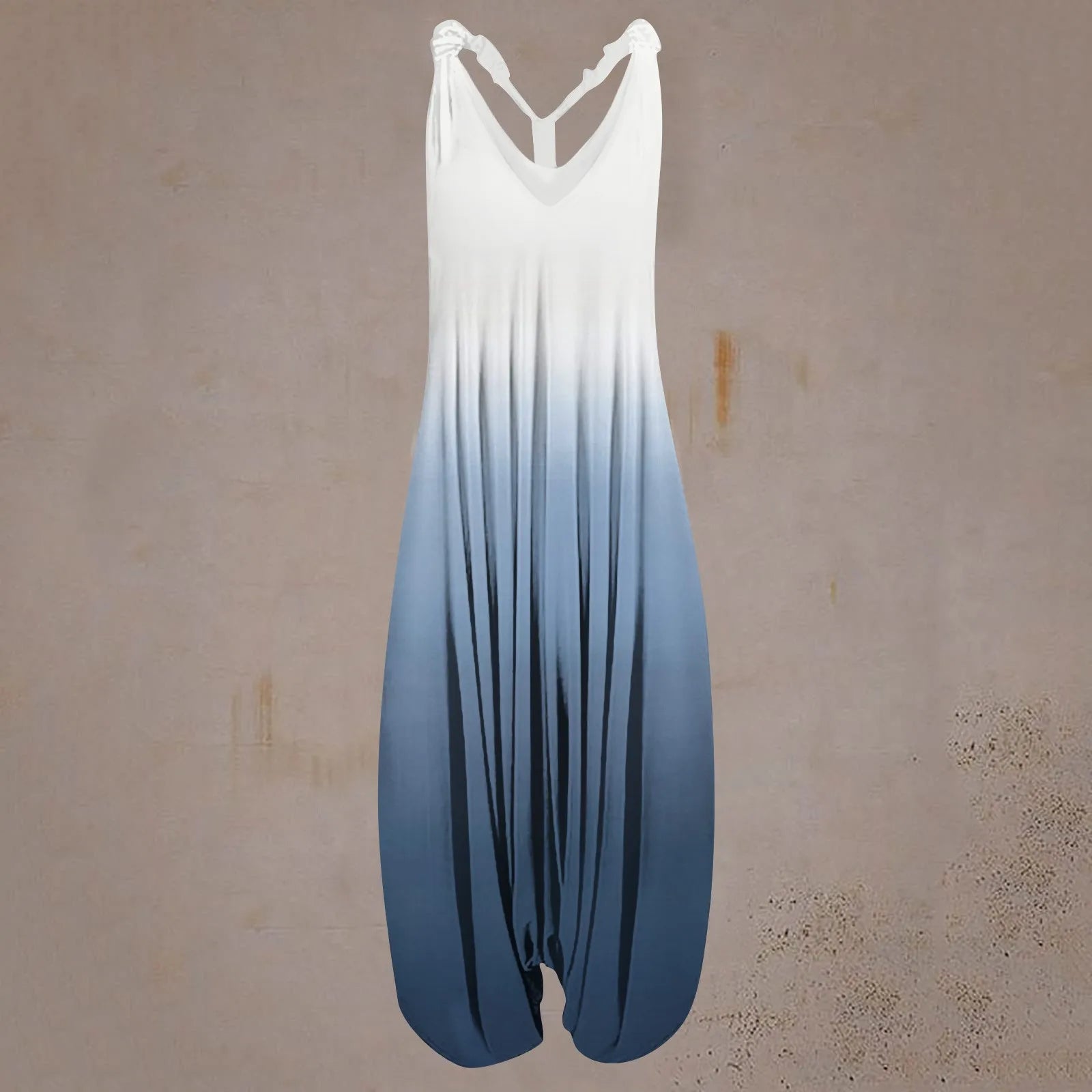 V Neck Women Jumpsuit Ethnic Style Gradient Print Patchwork Streetwear All Match Sling Harem Loose Jumpsuit For Party 2024