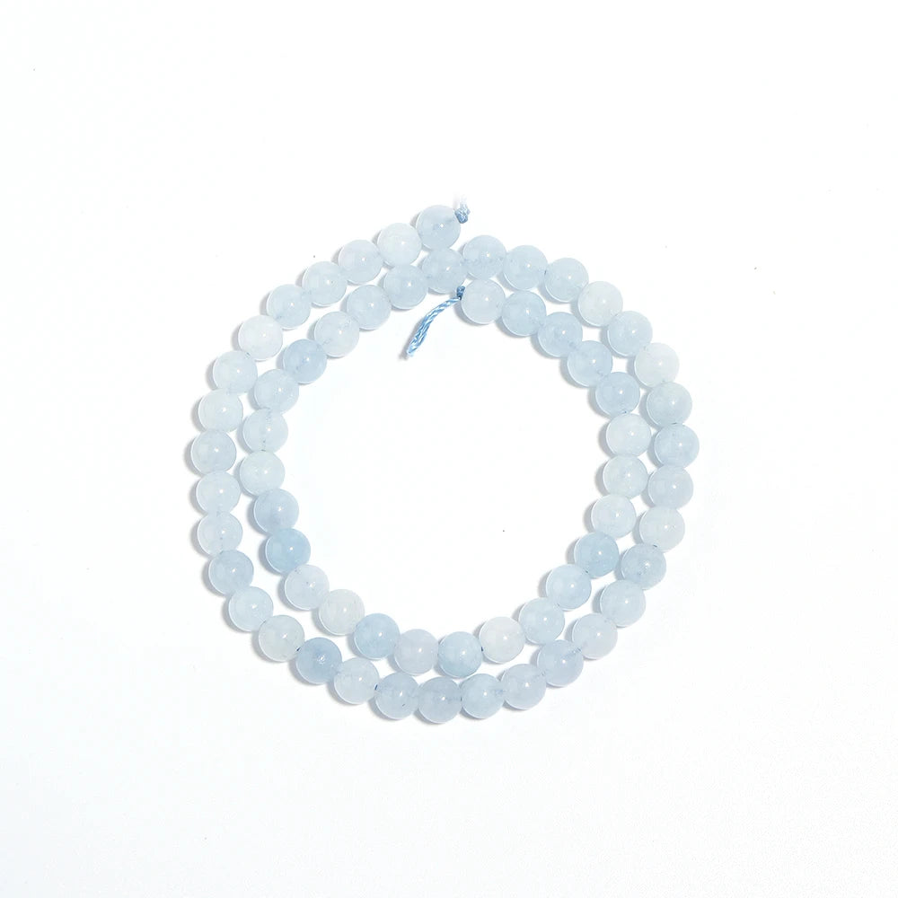 Natural Aquamarines Stone Beads Blue Round Gemstone Bead for DIY Bracelet Necklace Charms Jewelry Making Beaded Accessories