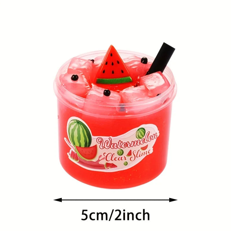 2.37oz Clear Jelly Cube Crunchy Slime kit Soft Watermelon Stretchy Non-Sticky DIY Crystal Mud Charms Slime Party Favors Gifts