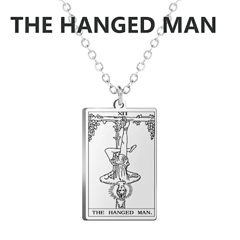 Dawapara Tarot Cards Necklace Women Stainless Steel Necklace Wealth Amulet Classic Tarot Major Arcana Divination Charm Jewelry