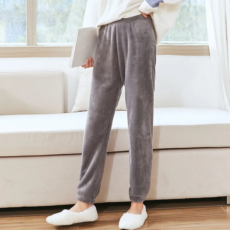 HELIAR Women Warm 2 Piece Sets Thicken Velvet Ribbed Fleece Set Pullover And Pants Casual Pajama Sets Women Autumn Winter 2024