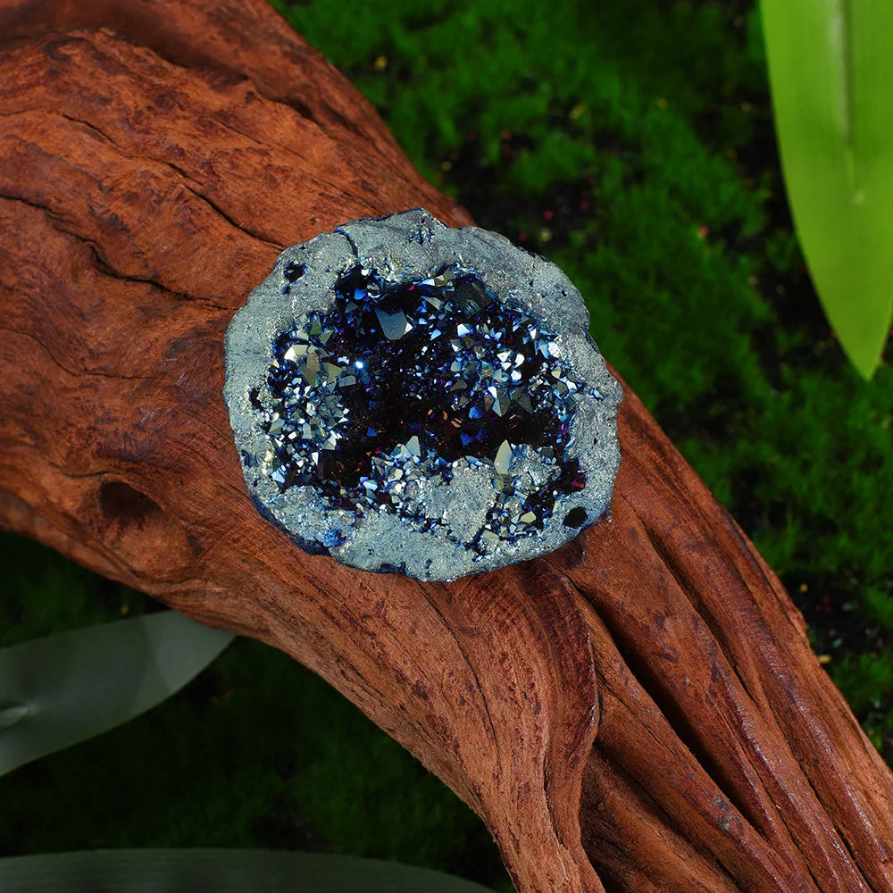 Nature Agate Geode Stone Irregular Colourful Electroplating Druzy Cluster Rocks Mineral Specimen Home Decor