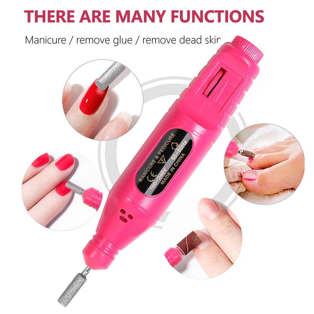 YIKOOLIN 46-Piece Essential Manicure Tool Set With LED UV Nail Lamp Gel Curing Machine Electric Nail File Drill Manicure Tools