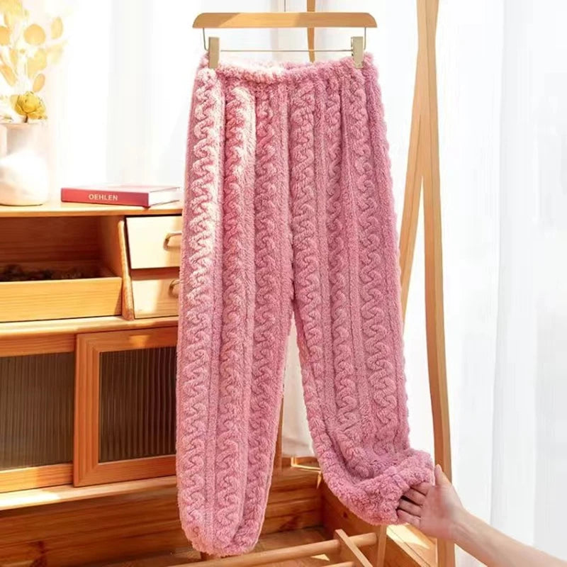 HELIAR Women Warm 2 Piece Sets Thicken Velvet Ribbed Fleece Set Pullover And Pants Casual Pajama Sets Women Autumn Winter 2024
