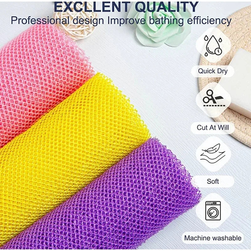 African Bath Rubbing Towel Exfoliating Net Sponge Cleansing Long Strip Bath Towel Instant Bath Ball Usage  Shower Cleaning Strip