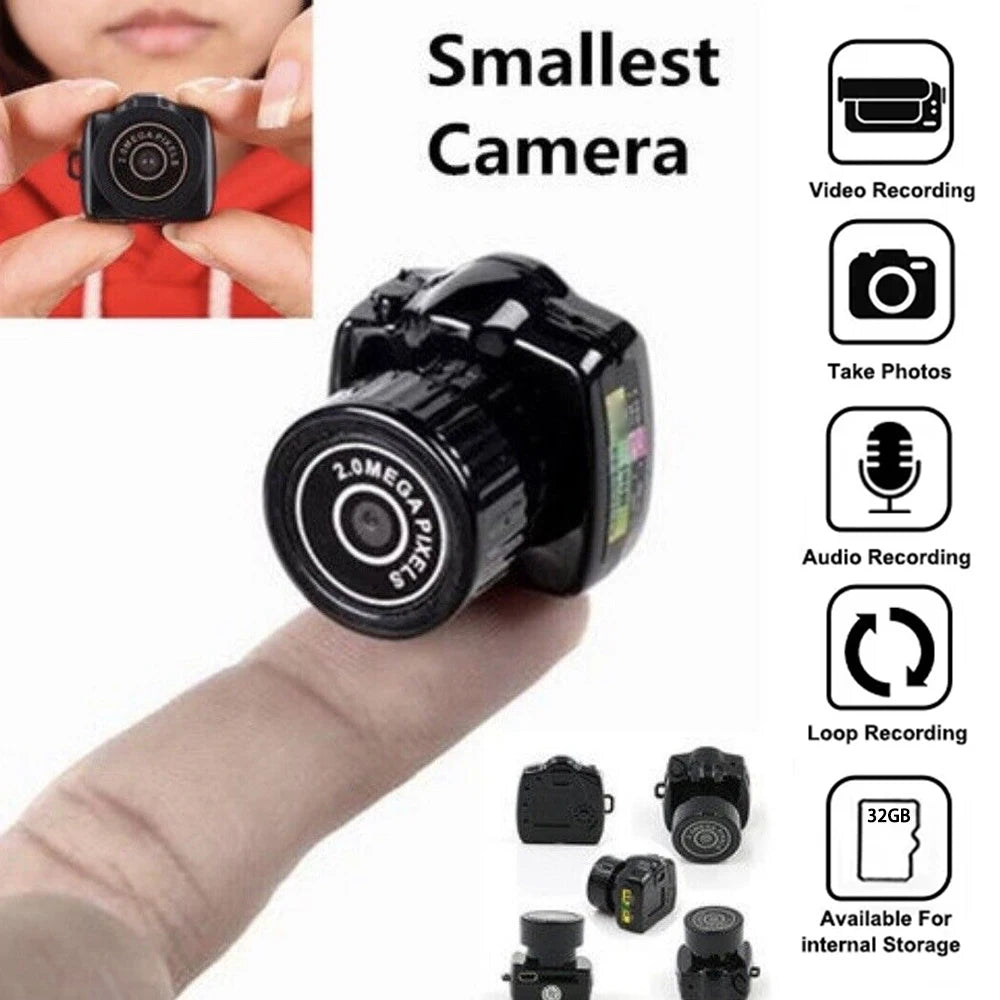 Y2000 Mini Camera Portable Audio Video Recorder Ultra Small Body Camera Sport DV DVR Security Protection Surveillance Camcorder