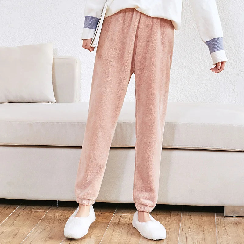HELIAR Women Warm 2 Piece Sets Thicken Velvet Ribbed Fleece Set Pullover And Pants Casual Pajama Sets Women Autumn Winter 2024