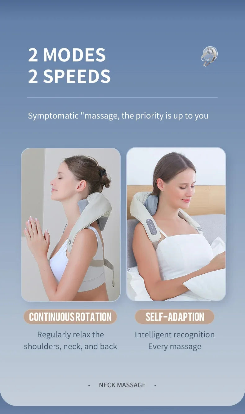 Wireless Neck And Back Massager Shoulder Kneading Massage Shawl Cervical Relaxing Trapezius Massager
