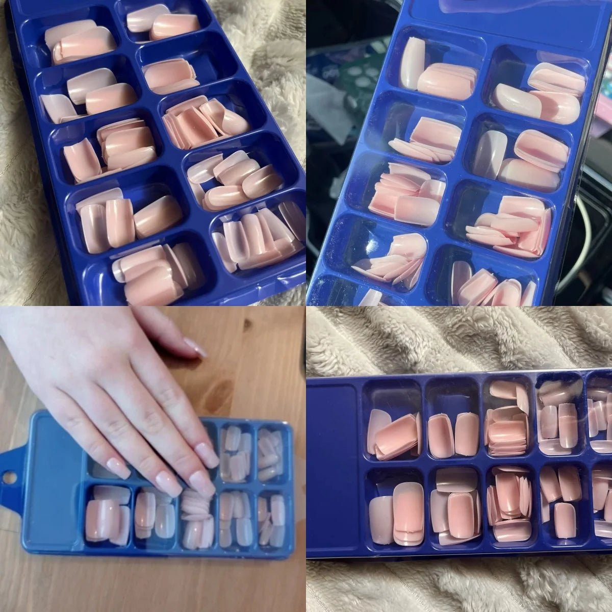 100Pcs Light Pink Press on Nails Short Medium Square Wearable Fake Nails Tips 10 sizes Full Cover False Nails Finger Decoration
